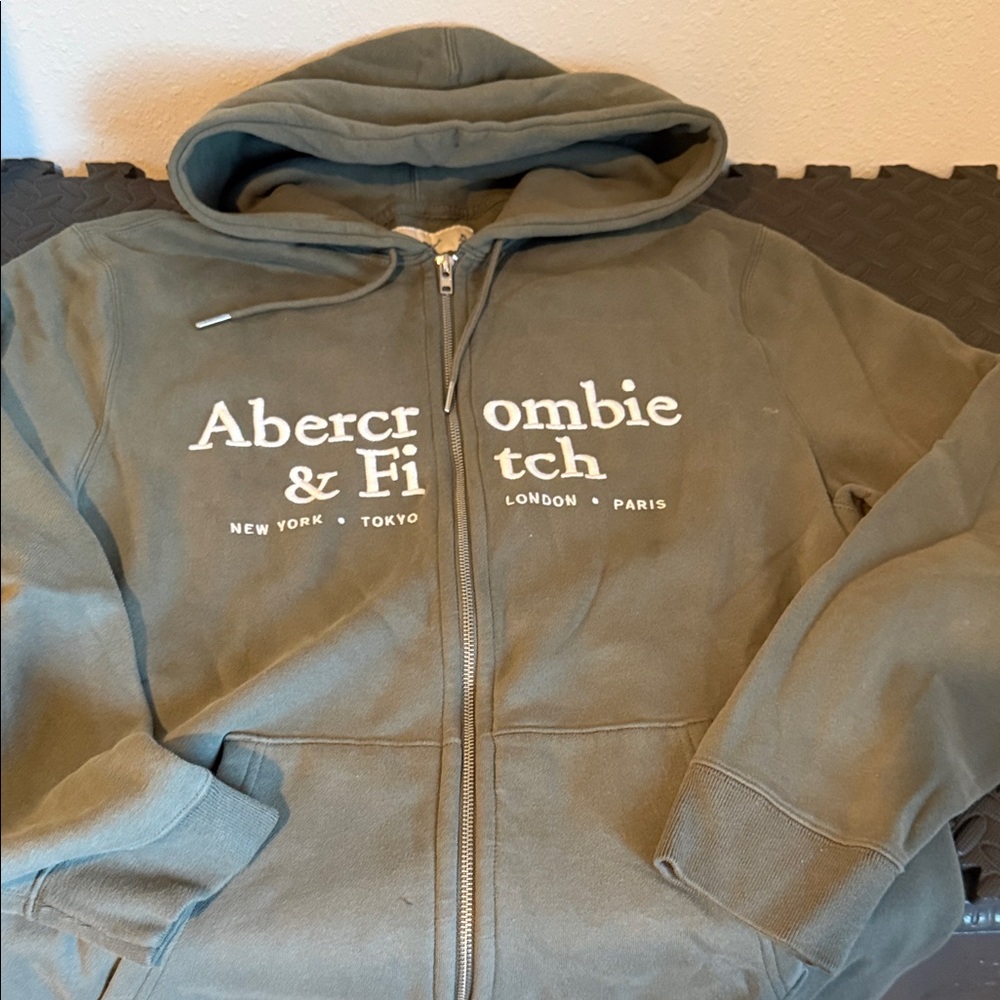 Abercrombie & Fitch Khaki Zip-Up Hoodie